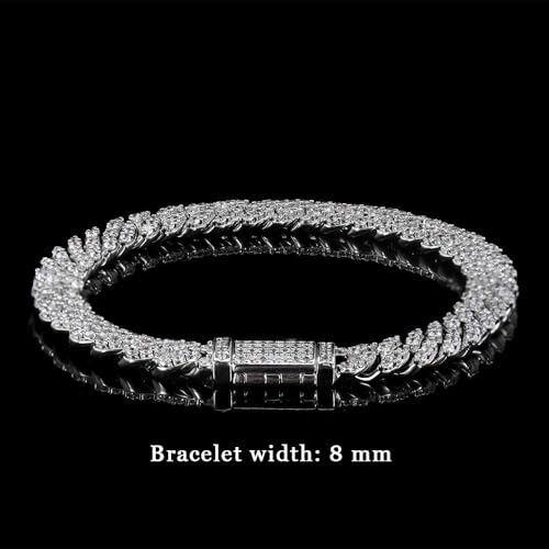 Lab Grown Diamond Tennis Bracelet for Men and Women, D Color VVS1 Clarity Moissanite Tennis Bracelets, 14K White Gold Plated S925 Sterling Silver Bracelet, Hip Hop Bracelets2