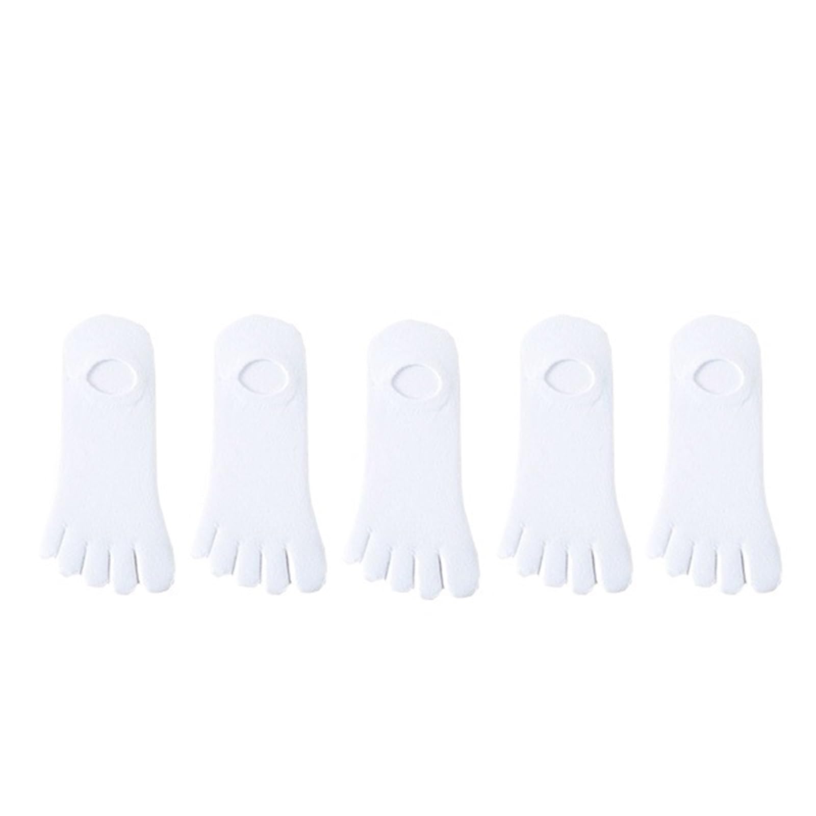 GHHZML Toe Socks 5 Pairs Summer Invisible Toe Socks Woman Cotton Thin Solid Soft Shallow Mouth Breathable Finger(White)