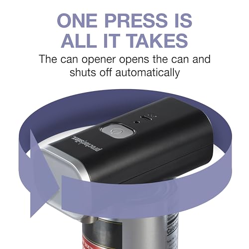 Image of Proctor Silex Hands-Free Cordless USB Rechargeable Electric Can Opener | Automatic Shutoff | Self-Aligning | Smooth Touch Lid Edges | Compact & Easy to Store | Black | 76502
