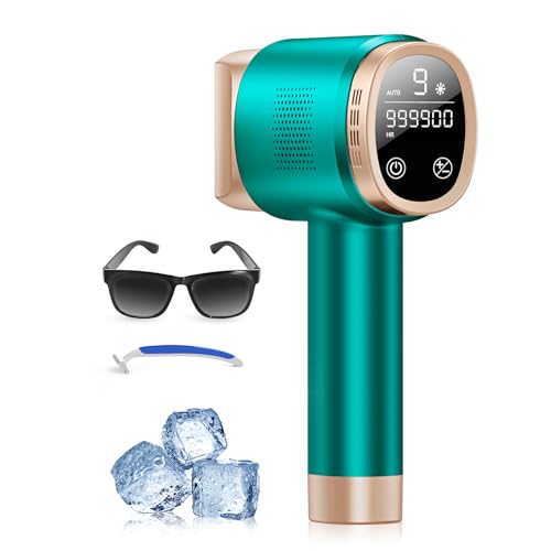Épilateur Lumière Pulsée avec Fonction de Refroidissement, Épilation Laser sans Douleur avec 9 Niveaux D'énergie pour Femmes et Hommes, Visage, Aisselles,...