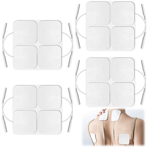 Elettrodi per Elettrostimolatore 50x50mm 16 Pezzi Quadrato Elettrodi Tens di Ricambio Autoadesivi Elettrodi Pad con Attacco Universale a Spinotto da 2mm per Elettrostimolatori TENS EMS