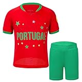 MUDJEAN Portugal Kids Soccer Ball Toddler Soccer Shirts 3t Girls Portugal Jersey 3t Soccer Uniforms for Toddlers Girls Comfortable Red 2-3 Years