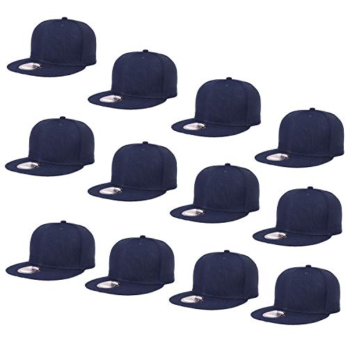 Image of Falari Wholesale 12 Pack Snapback Hat Cap Hip Hop Style Flat Bill Blank Solid Color Adjustable Size