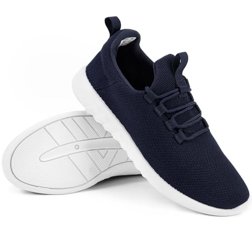 CHIN·MOON Women's Slip-On Fashion Sneakers Light Weight Walking Casual Running Shoes (Deep Blue,8.5)