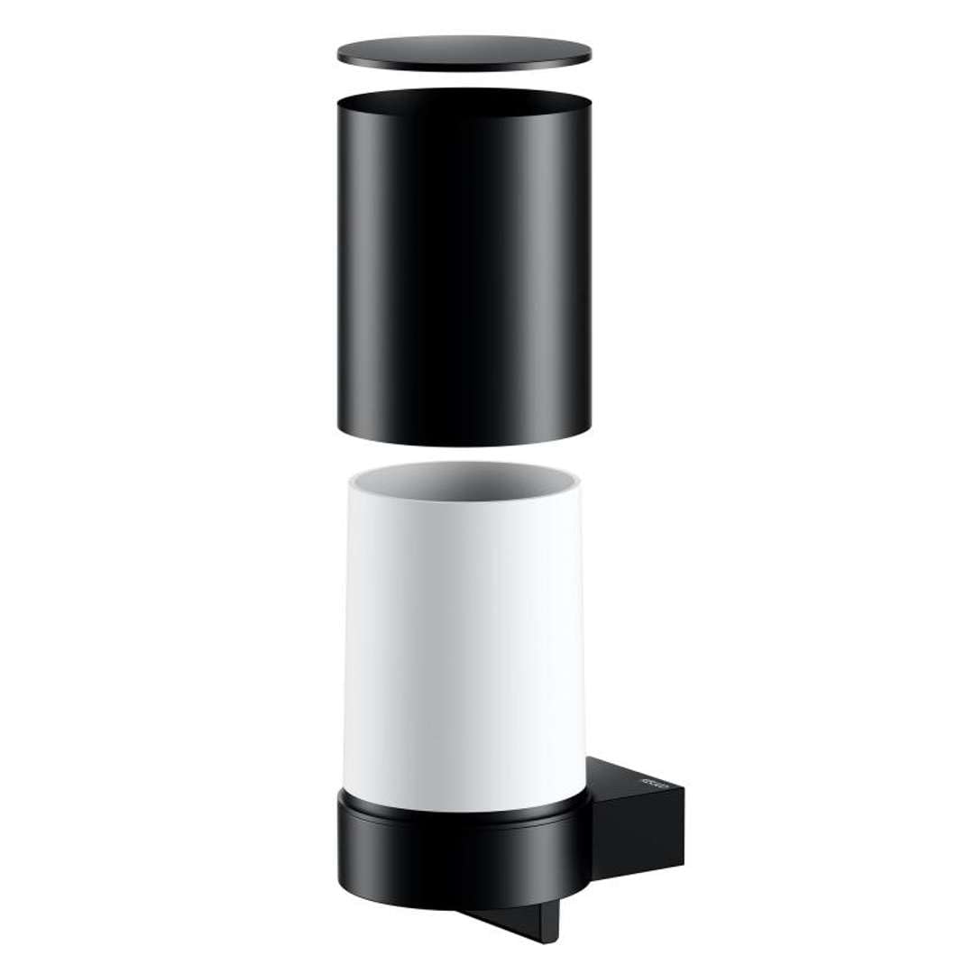 Keuco Plan Dispenser per sapone liquido, 280 ml, metallo nero opaco | Made in Germany, ricaricabile, incl. viti e tasselli, Spandisapone