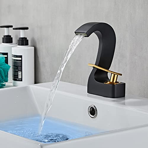Robinet cascade pour lavabo monotrou compact et fonctionnel