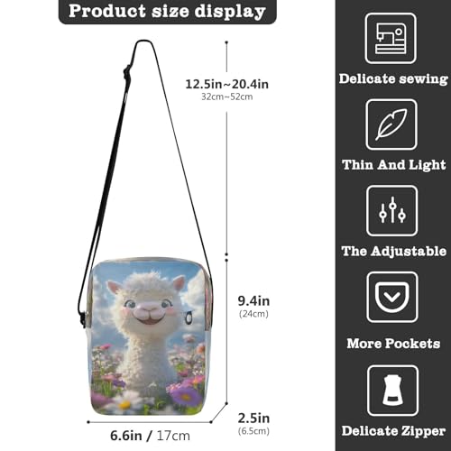 Crossbody Bag Cute Alpaca Messenger Bag for Women Men Purse Shoulder Bag Satchel Bag with Adjustable Strap 214B93093