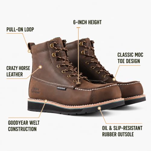 Image of Golden Retriever 6-Inch Composite Toe Waterproof Safety Work Boots for Men | EH Rated Construction Boots, Slip-Resistant Outsole, Non-Metallic Safety Toe Work Boots