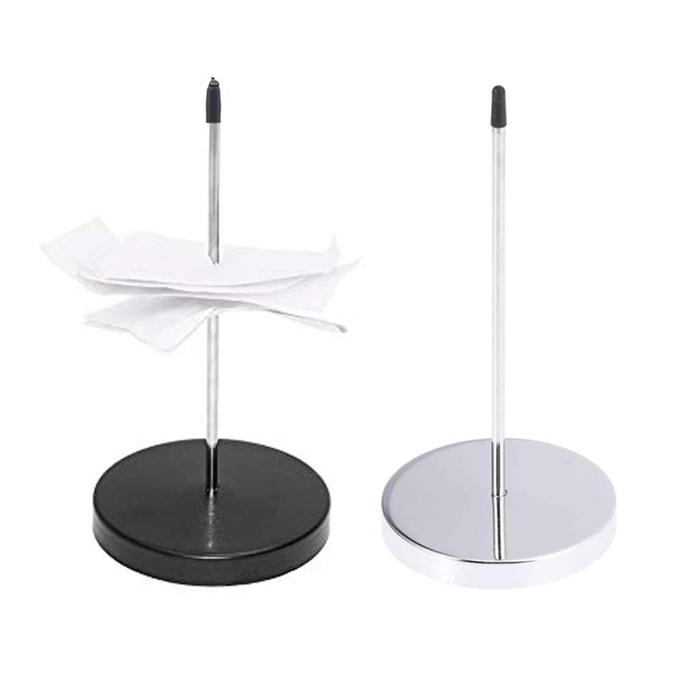 2 Pcs Straight Rod Paper Memo Holder, Memo Holder Spike, Receipt Spindle, Receipt Paper Memo Holder, Metal Bill Holder, with Plastic Soft Cap, for Office, Restaurant, Hotel