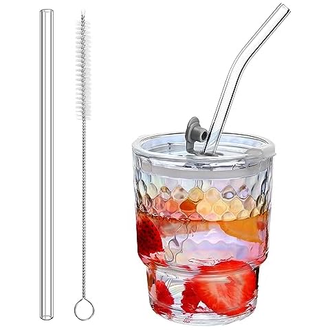 Glass Tumbler with Straw and Lid Cover