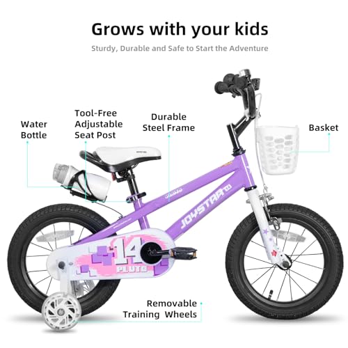 JOYSTAR Pluto Bicicleta infantil de 40,6 cm com rodas de treinamento para crianças de 4 a 7 anos, me