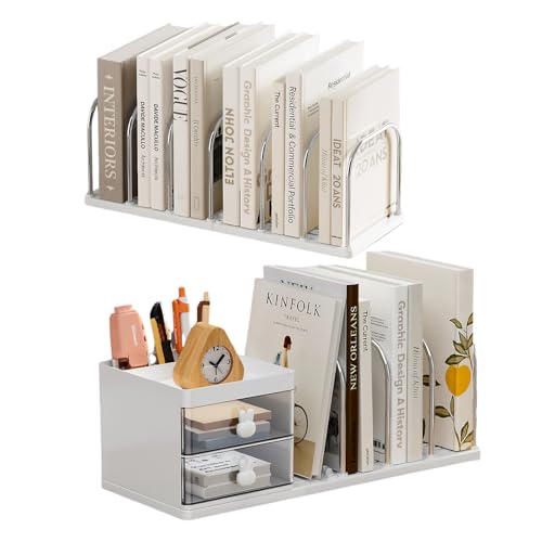 ブックスタンド 2個入り 本立て 卓上収納ケース付き 小物入れ ブックエンド 卓上本棚 仕切りスタンド 倒れない 大容量 卓上収納 ファイルボックス 卓上ラック デスクオーガナイザー 雑誌 書類 新聞ファイル 書類整理 事務用品 文房具 学習 書斎 子供部屋 オフィス