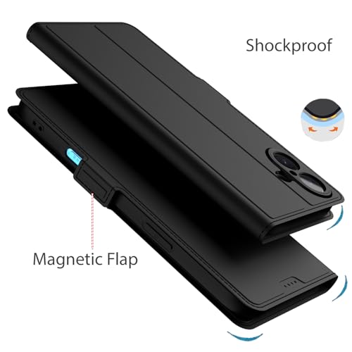 Image of Kapa Noble Slim Magnetic Leather Flip Case Cover for Apple iPhone 16 | Card Holder Stand Flip Wallet Case (Black)