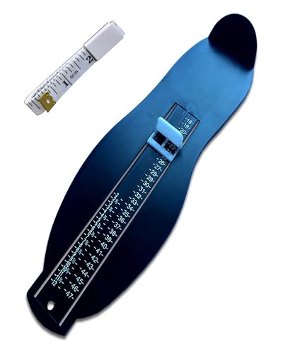 Thapncow Medidor de Pies, Dispositivos de Medición de Zapatos, Regla de Medición de la Longitud del Pie, 18 a 47 Regla de Medición de la Longitud del Pie, la con Cinta Métrica, (Negro)