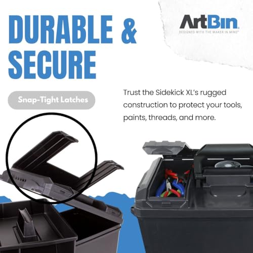 ArtBin 6917AB Sidekick XL Carrying Case, Portable Art & Craft Organizer with Handle, [1] Plastic Storage Case, Black - Thumbnail 6