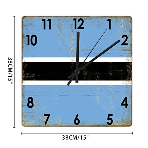 Horloge murale en bois drapeau Botswana 38 cm mouvement quartz silencieux