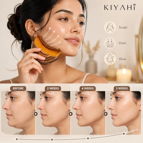 Image of Viral olb auraderm lymphatic contour guasha brush for snatched face, chin, neck | face sculpting tool for de-puffing, jawline definition & skin firming | wooden lumera brush for massage & skincare use (New Brown)