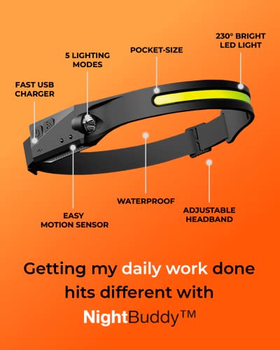 NightBuddy-The-Original-LED-Headlamp-Rechargeable-Flashlight-for-Adults-Camping-Essentials-Backpacking-Lights-4X-Brighter-Other-Headlight-Headband-Lamp-5-Light-Modes-Hiking-Gear-Must-Haves-Headlamp