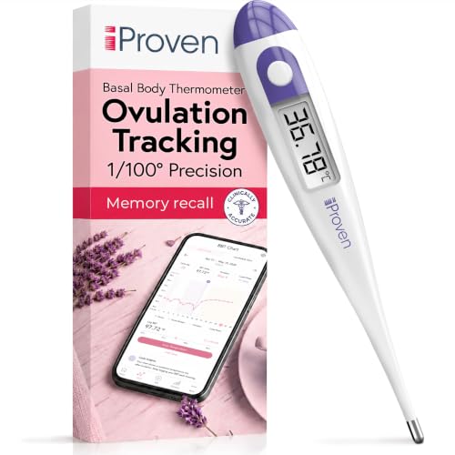 Digital Basal Thermometer 1/100th Degree High Precision Quick 60-Sec Reading Memory Recall Accurate BBT Thermometer for Natural Ovulation Temperature Tracking by iProven