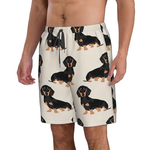 WURTON Dachshund Dog Print Mens Swim Trunks Compression Liner Swimming Trunks Bathing Suit Quick Dry Shorts2