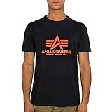 Zurück: Einfach ALPHA INDUSTRIES Herren Basic T-Shirt Unterhemd, schwarz/orange (Black/Neon Orange), M