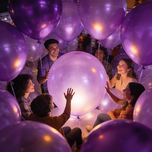 Image of Purple Balloons Birthday Party Balloons - 100pcs Balloon 12 inch for Wedding Graduation Halloween Birthday Party Decorations