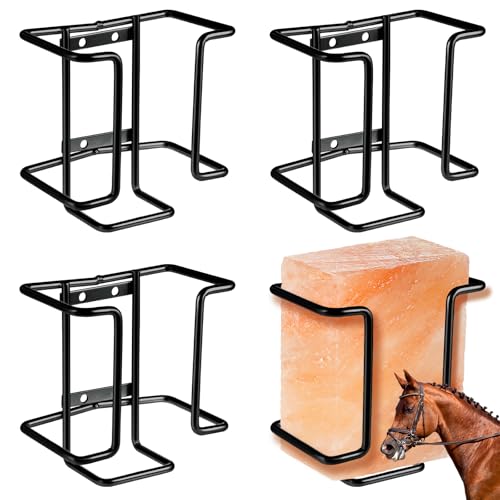 Teenyyou 4 Pack 4lb Salt Block Holder for Deer Horses Blocks, Mineral Block Holder, Used for Goat, Deer Salt Lick Blocks, for Horses, Cattle, Sheep, Goat(Black)