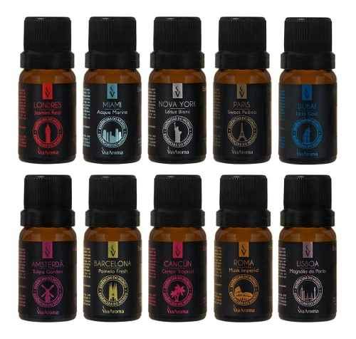 Kit 10 Essências Linha Mundo Para Difusor Elétrico Via Aroma