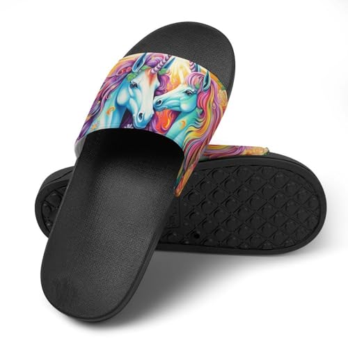 Uni-corns Rainbow House Sandals Non-Slip Bathroom Slippers Beach Summer Shoes for Men Women4