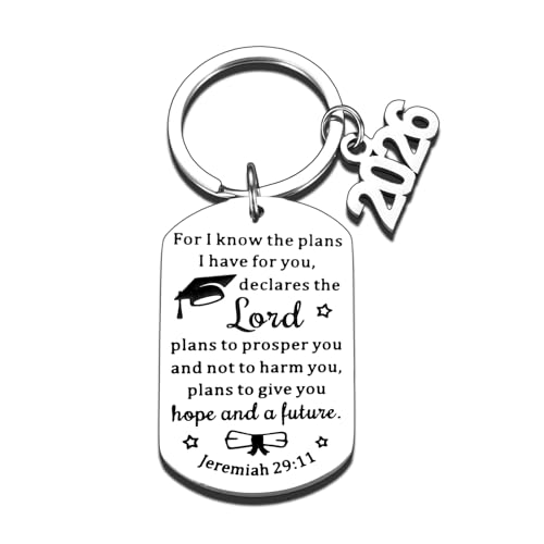 2025 Graduation Gifts for Her Him Class of 2025 Senior Middle High School College Graduation Keychain 5th 8th Grade Graduation Phd Master Nurse Graduates Easter Religious Bible Verse Keychain