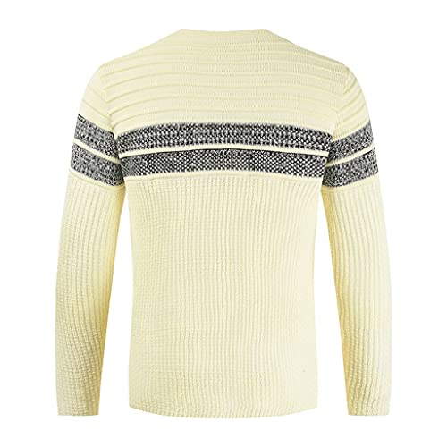 Mens Sweater Autumn Winter Round Neck Pullover Knitted Sweaters Long Sleeve Striped3