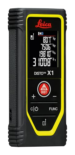 Image of Leica Disto X1 - Range 330 ft, Bluetooth 4.2 and NFC Data Transfer, add and Subtract, Volume, 4-line Display, IP 65 dust and waterjet Protection and 6 ft Drop Tested, Hand Loop, Pouch.