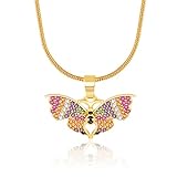 BZEBI Gold Butterfly Crystal Necklace Gifts for Girls Women, Colorful Pendant Necklaces with 20" Gol