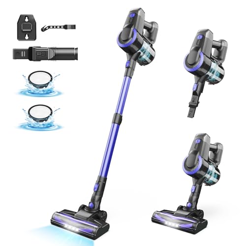 Ziaggnar Aspirapolvere Senza Fili, Aspirapolvere 25kPa, 6 in 1 Scopa Elettrica Senza Fili 50 minuti di autonomia, Anti-Avvolgimento, Aspirapolvere potente per tappeti pavimenti peli