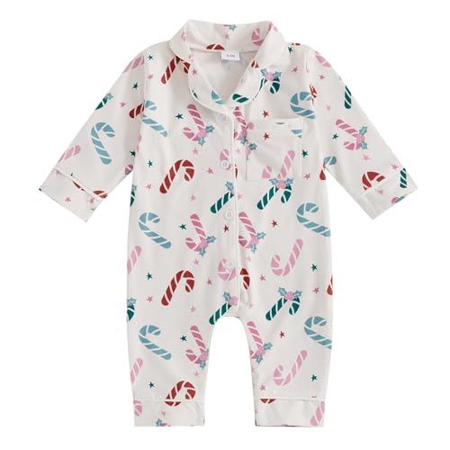 Image of Balaflyie Baby Girl Button Down Pajamas Romper One-Piece Jumpsuit Long Sleeve Sleeper Infant Sleepwear