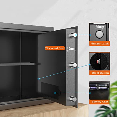 "Protect Your Valuables: Get the WASJOYE Fireproof Safe for Your Home, Office & Business - Secure Storage for Money, Jewelry, Documents & Passport - Digital Keypad with Safety Key Lock - Compact Size (13.78 x 9.84 x 9.84 inches)"