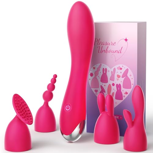 Vibratorensets für Frauen Dildo Vibrator, 4 Köpfe 20 Modi x 3 Stufen G punkt Vibration für Frauen Klitoris Nipple Analplug Sex Spielzeug für die Frau Paare Sexspielzeug Set Massagestab Satz yewuzer