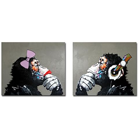 Fokenzary Hand Painted Gorilla Couple Wall Art Cover
