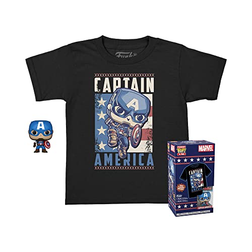 Funko Pocket Pop! & Tee: Marvel, Captain America, Extra, for Children and Kids, Extra Large, (XL), Marvel Comics, T-Shirt