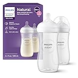 Philips Avent Natural Baby Bottles with Natural Response Nipples (Fast Flow, Flow 4), 11oz, 2-Pack, SCY906/02