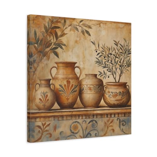 Toile olivier salon moderne tableau terracotta décoration fresque 50x50