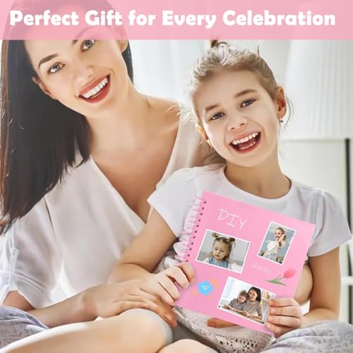 Image of HASTHIP DIY Photo Album Scrapbook 8''x8'', 20-Page Scrap Books for Memories with Coil Binding & Ribbon Closure, Album for Photos Collection, Scrapbook book, Journaling & Handmade Gifts