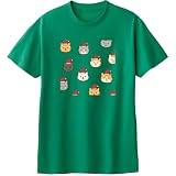 [オリメイク] ネコ サンタ 総柄 クリスマス tシャツ かわいいtシャツ 文字 グリーン 120サイズ