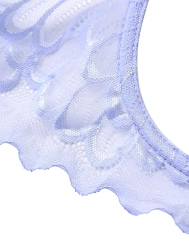 Image of Lilosy Sexy Underwire Floral Lace Sheer Lingerie Set for Women See Through Bra and Panty 2 Piece