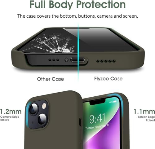 Image of Elzzi Microfiber Candy Case Compatible for iPhone 13 Mini 5.4 Inch Shockproof Slim Back Cover Liquid Silicone Case (Olive Green)