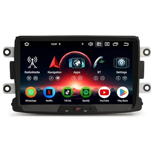 Erisin 8 Pulgadas 8 Núcleos 4GB+64GB Android 14 Radio Coche Bluetooth GPS Navegador para Renault Dacia Duster Logan Sandero Dokker Lodgy Soporta CarPlay Android Auto WiFi 4G DSP RDS USB Dab+ Canbus