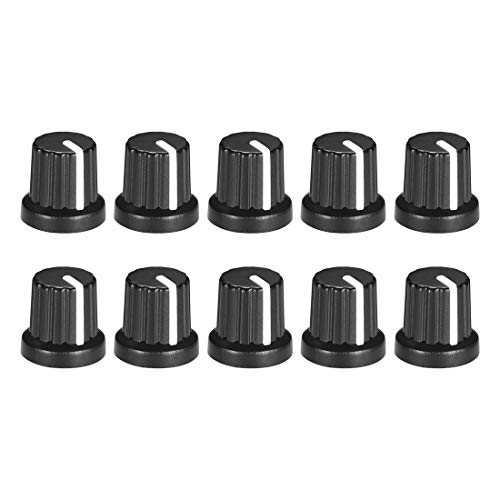 Uxcell A19082200UX0049 10Pcs 6Mm Splined Shaft Hole Knob For Speaker Effect Pedal Amplifier Black Potentiometer Knob White Mark cover