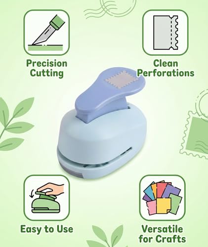Image of Postage Stamp Punch, Stamp Punch Cutter for Crafting and Scrap booking, Compact Size for Easy Storage, Green Stamp Puncher with Single Unit, Stamp Paper Cutting Tool for Creative Projects