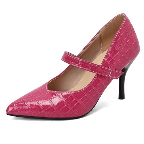 Mary Janes rose à talons aiguilles Lizoleor pointus pour femme taille 38