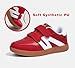 LUCKY STEP Kids Classic Retro Gum Sole Fashion Sneakers School Tennis Skate Shoes Girls Boys Hook and Loop Walking Casual Toddler Footwear Anti Slip Trainers(Red,Little Kid 1)
